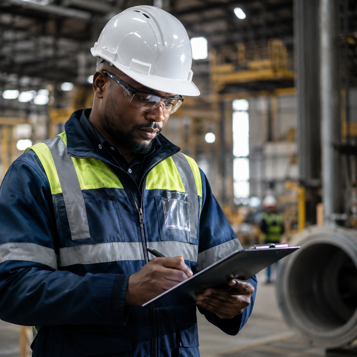 Commercial quality inspector reviewing production requirements